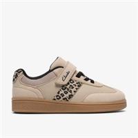 Clarks Girls Cypress Step Kid Beige Combination Trainers,Riptape Synthetic