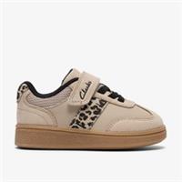 Clarks Girls Cypress Step Toddler Beige Combination Trainers,Riptape Synthetic