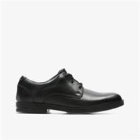 Clarks Boys Rufus Edge Kid Black Leather Lace Up,School Shoes Leather