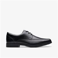 Clarks Boys Scala Step Youth Black Leather Lace Up,School Shoes Leather School