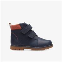 Clarks Boys Heath Strap Toddler Navy Ankle Boots,Riptape Leather Casual