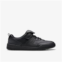 Clarks Boys Laser Track Youth Black Leather Riptape,School Shoes Leather School