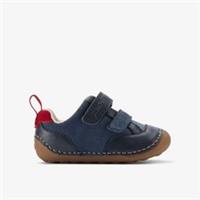 Clarks Boys Tiny Fun Toddler Navy/Red Pre Walker,Riptape Leather Casual