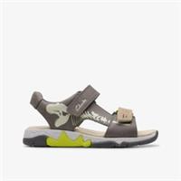 Clarks Boys Spiney Tail Kid Grey Flat Sandals,Riptape Leather Casual