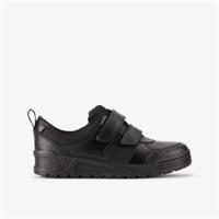 Clarks Boys Palmer Stride Kid Black Leather Riptape,School Shoes Leather School