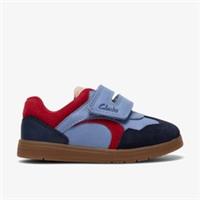 Clarks Boys Disco Vibe Toddler Blue Combination Trainers Leather Casual