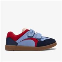 Clarks Boys Disco Vibe Kid Blue Combination Trainers Leather Casual