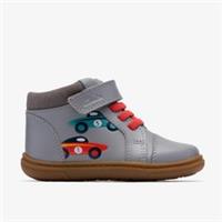 Clarks Boys Flash Retro Toddler Grey Ankle Boots,High Tops,Riptape Leather