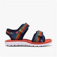 Clarks Boys Surfing Tide Toddler Navy Print Flat Sandals,Riptape Textile Casual