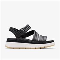 Clarks Womens Tuscan Strap Black Leather Flatforms Leather Sports