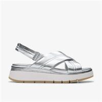 Clarks Womens Tuscan Cross Silver Leather Wedges Leather Sports