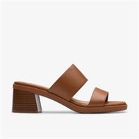 Clarks Womens Jaylan Dusk Tan Leather Slip Ons,Heeled Sandals Leather Smart