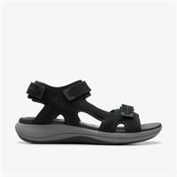 Clarks Womens Mira Free Black Nubuck Flat Sandals Nubuck Sports