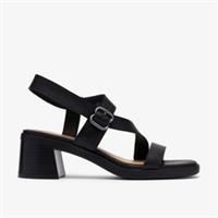 Clarks Womens Jaylan Sol Black Leather Heeled Sandals Leather Smart