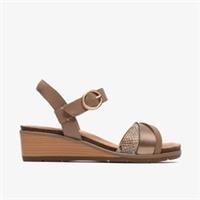 Clarks Womens Kacha Twist Taupe Combination Leather Wedges Leather Casual