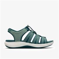 Clarks Womens Mira Mabel Teal Flat Sandals Textile Sports