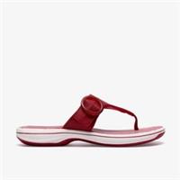 Clarks Womens Brinkley Cove Red/White Flip Flop Synthetic Casual