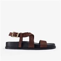 Clarks Womens Zarlea Strap Brown Suede Flat Sandals Suede Casual