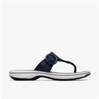Clarks Womens Brinkley Cove Navy/White Flip Flop Synthetic Casual