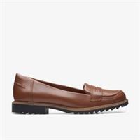 Clarks Womens Griffin Milly Tan Leather Loafers,Slip Ons Leather Smart,Smart