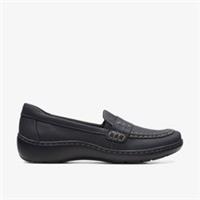 Clarks Womens Cora Ashly Black Leather Loafers,Slip Ons Leather Casual