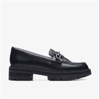 Clarks Womens Orianna Bit Black Leather Loafers,Slip Ons Leather Casual
