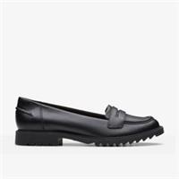 Clarks Womens Griffin Milly 2 Black Leather Loafers,Slip Ons Leather Casual
