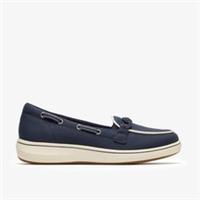 Clarks Womens Brinkley Sky Bay Navy Canvas Loafers,Slip Ons Textile Casual