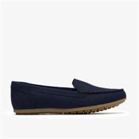 Clarks Womens Elliotte Step Navy Nubuck Loafers,Slip Ons,Moccasins Nubuck Casual