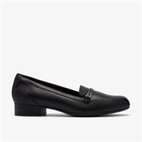 Clarks Womens Juliet Mia Black Leather Loafers,Slip Ons Leather Smart