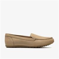 Clarks Womens Elliotte Step Taupe Nubuck Loafers,Slip Ons,Moccasins Nubuck