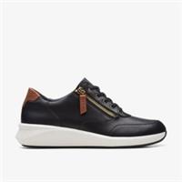 Clarks Womens Un Rio Zip Black Leather Trainers Leather Sports