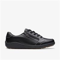 Clarks Womens Bryianne Bayla Black Leather Trainers Leather Casual