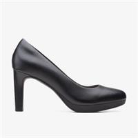 Clarks Womens Ambyr Joy Black Leather Court Shoes,Heels Leather Smart