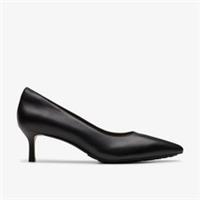 Clarks Womens Adela Court Black Leather Court Shoes,Heels Leather Smart
