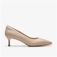Clarks Womens Adela Court Sand Leather Court Shoes,Heels Leather Smart