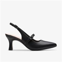 Clarks Womens Kataleyna Ruby Black Leather Heels,Sling Back Leather Smart