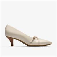 Clarks Womens Kepley Star Off White Leather Court Shoes,Heels Leather Smart
