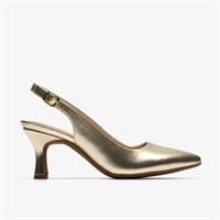 Clarks Womens Kataleyna Step Gold Heels,Sling Back Synthetic Smart