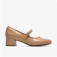 Clarks Womens Iridessa Rae Beige Patent Mary Jane,Heels Synthetic Smart