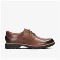 Clarks Mens Batcombe Hall Dark Tan Leather Derby Shoes,Lace Up Leather Casual