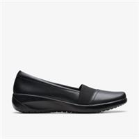 Clarks Womens Kaetlyn Rhea Black Leather Slip Ons Leather Casual