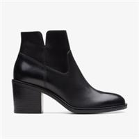 Clarks Womens Valvestino Lo Black Leather Ankle Boots,Heels Leather Casual