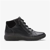 Clarks Womens Caroline Park Black Combination Ankle Boots,Lace Up Leather Casual