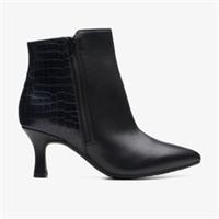 Clarks Womens Kataleyna Glow Black Leather Ankle Boots,Heels Leather Smart