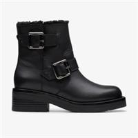 Clarks Womens Rebelle Buckle Black Warmlined Leather Ankle Boots Leather Casual