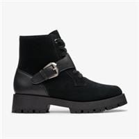 Clarks Womens Ledwick Gracie Black Combination Ankle Boots Suede Casual