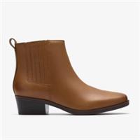 Clarks Womens Danyelle Skip Tan Leather Ankle Boots,Heels Leather Casual