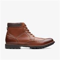 Clarks Mens Curington Rise Tan Leather Ankle Boots,Lace Up Leather Casual