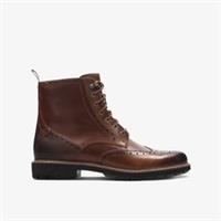 Clarks Mens Batcombe Lord Dark Tan Leather Ankle Boots,Brogues,Lace Up Leather